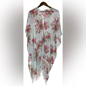Moss Ross Floral Print Swim‎ Beach Cover Up Relax Fit Kimono Boho OS Women